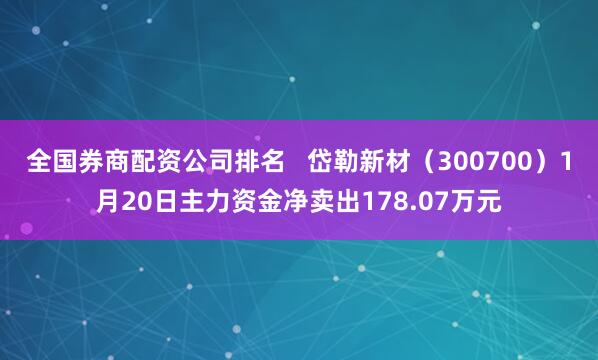 全国券商配资公司排名   岱勒新材（300700）1月20日主力资金净卖出178.07万元