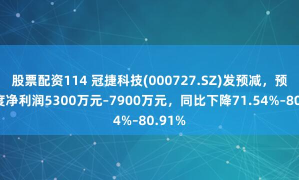 股票配资114 冠捷科技(000727.SZ)发预减，预计年度净利润5300万元–7900万元，同比下降71.54%–80.91%